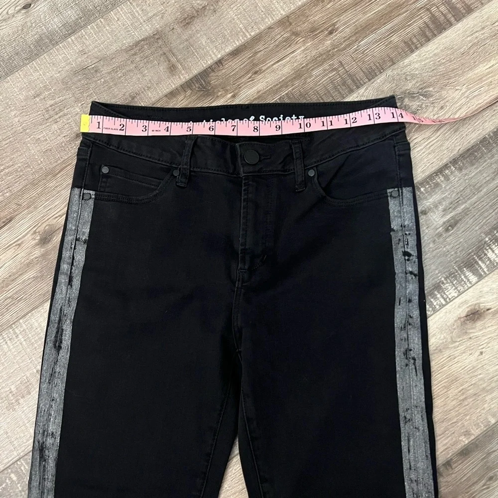 Articles Of Society skinny Black Jeans with silver metallic stripe sz 28 EUC
